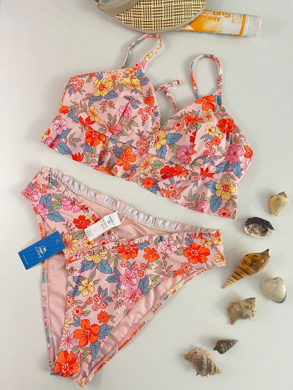 مایو دوتیکه گلدار برند Cupshe سایز L